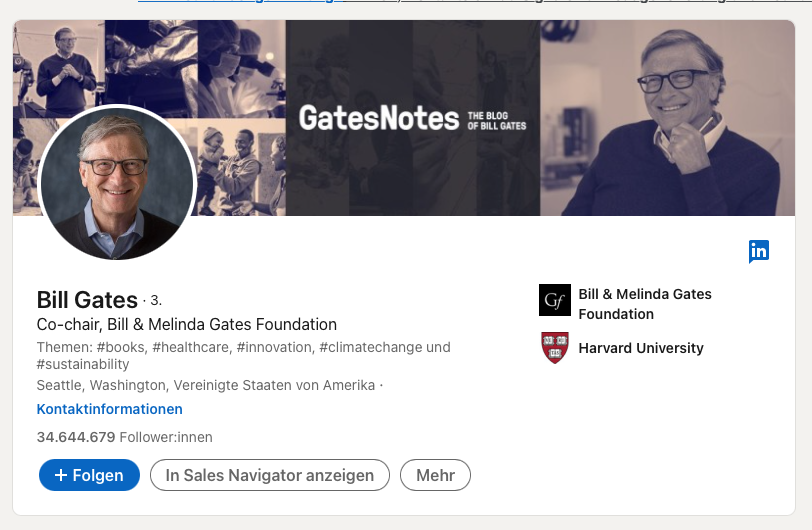 Bill Gates LinkedIn Profile